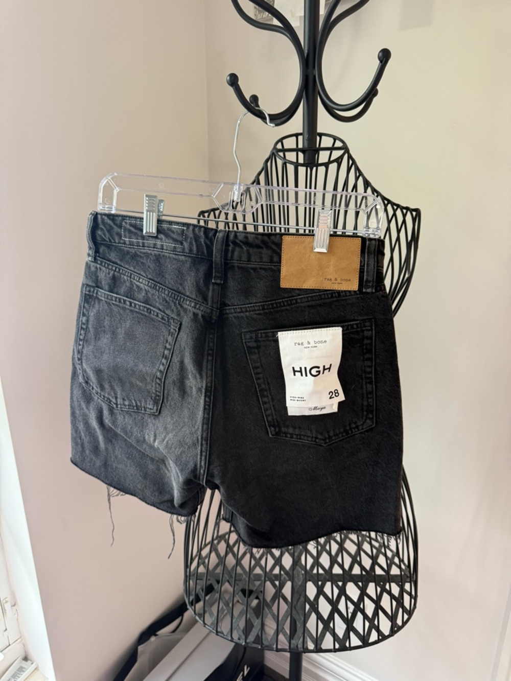 rag & bone Black Denim Shorts high rise size 28 NWT